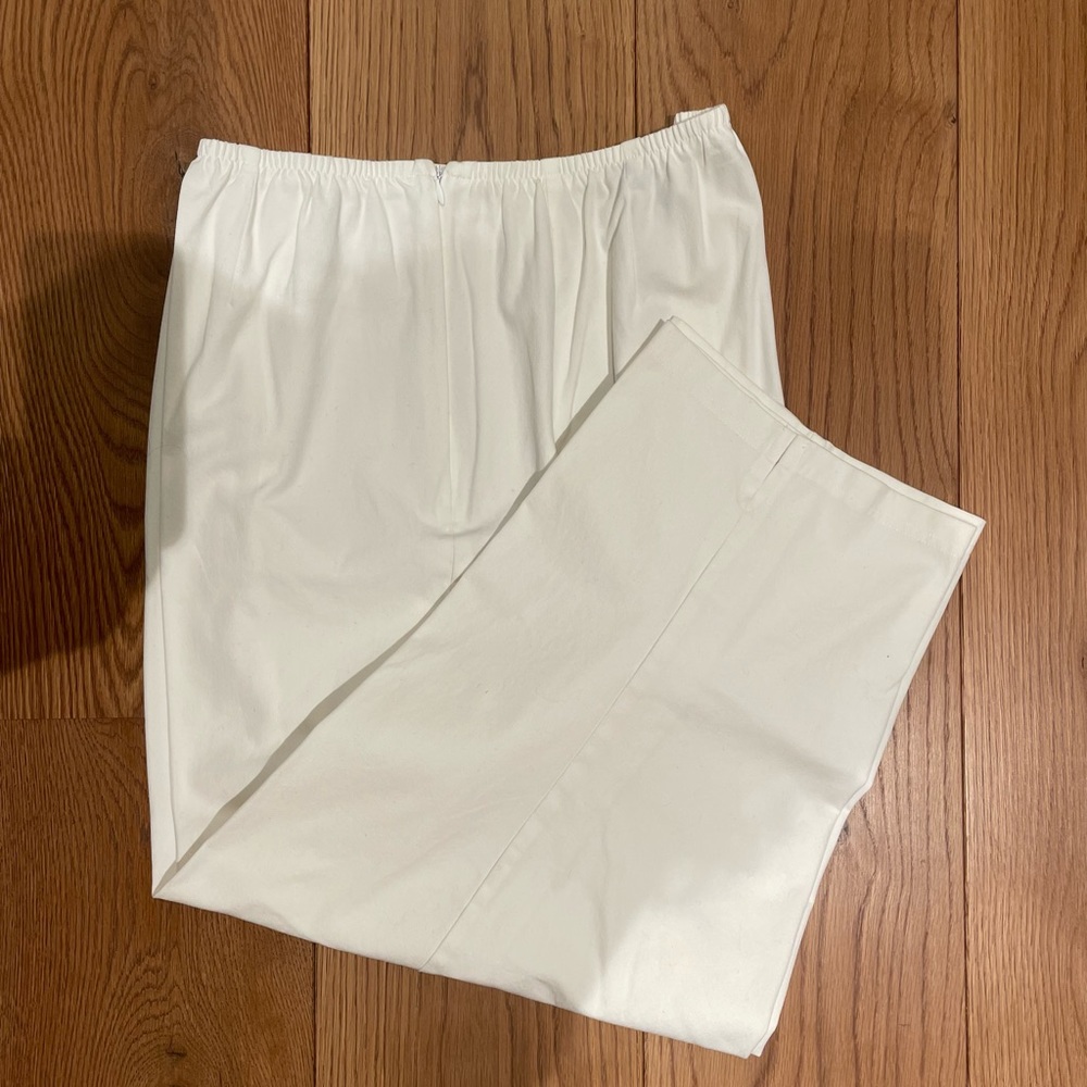 Women’s 2X Eileen Fisher Cream Color Cotton wide legs pants, perfect condition.